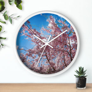 Pink Blossom Blue Sky | Wall Clock