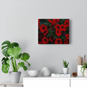 Deep Red Petunias | Canvas Gallery Wrap